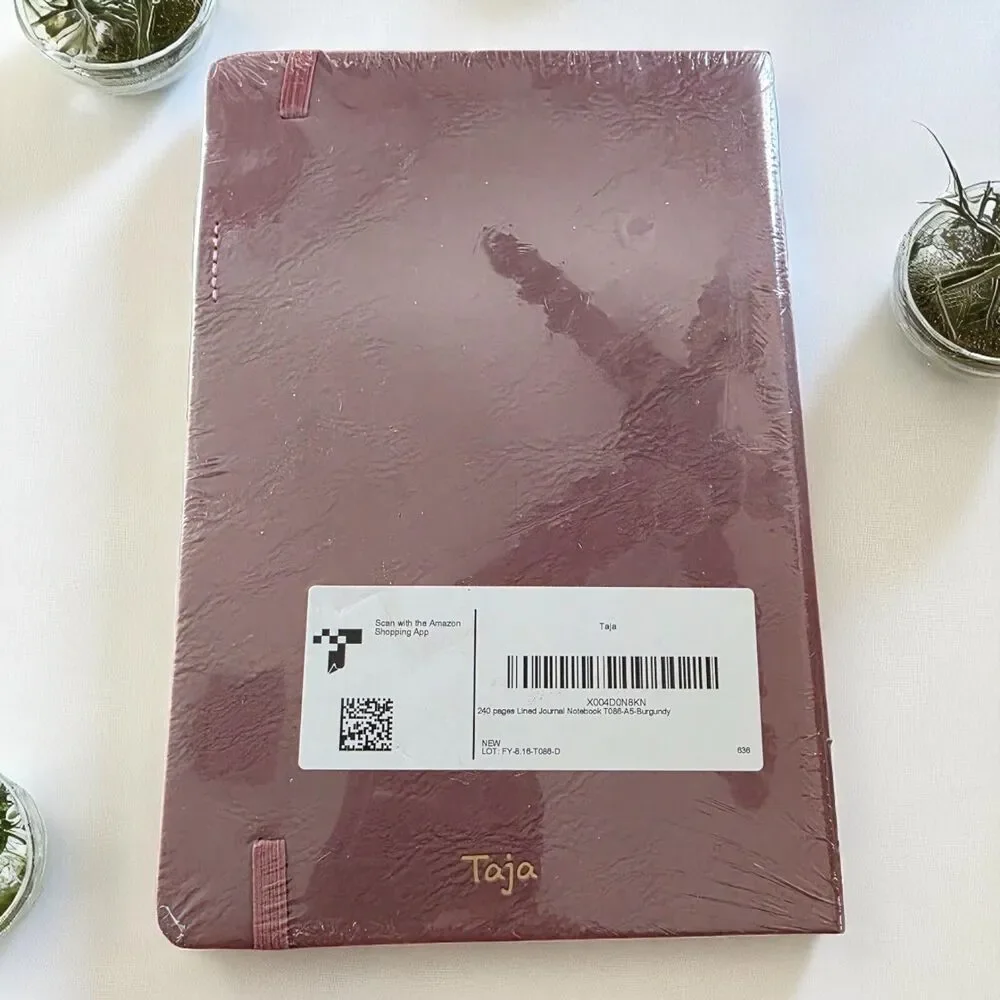 Lined Journal Notebook 240 Pages Burgundy 8 1/4 x 5 1/2 Notes Diary Hardcover